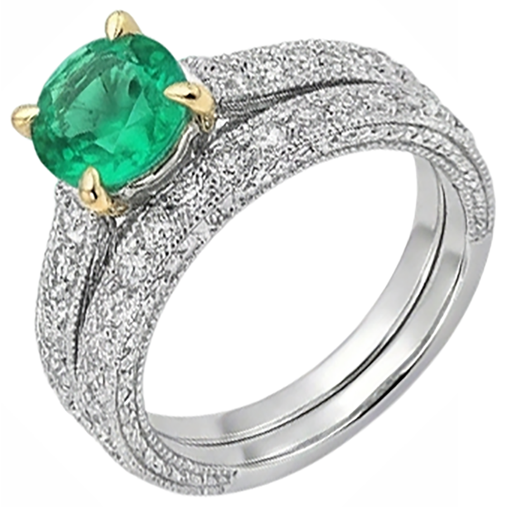 Real Colombian Emerald Colored Stone Ring – top view