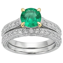 Colored Stone Ring Two-Tone 14K Gold with Colombian Emerald – front view