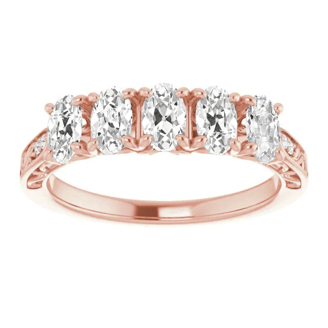 Antique Style Half Eternity Band Real Oval Old Cut Diamond 7.75 Carats