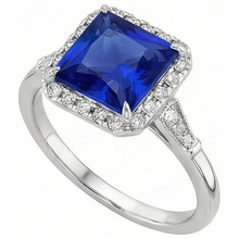 Antique Style Halo Natural Earth Mined Diamond & Ceylon Sapphire Ring White Gold 6 Carats