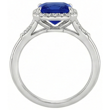 Antique Style Halo Natural Earth Mined Diamond & Ceylon Sapphire Ring White Gold 6 Carats
