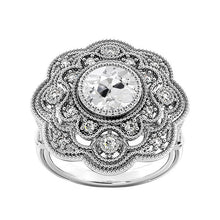 Antique Style Halo Old Cut Round Real Diamond Ring 3.25 Carats Milgrain