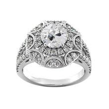 Antique Style Halo Old Cut Round Real Diamond Ring Split Shank 4.75 Carats