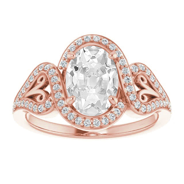 Antique Style Halo Oval Old Miner Real Diamond Ring Prong Set 7.75 Carats