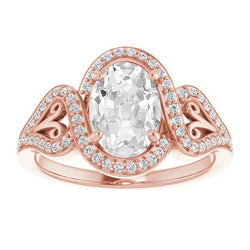 Antique Style Halo Oval Old Miner Real Natural Earth Mined Diamond Ring Prong Set 7.75 Carats