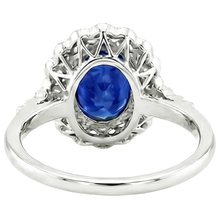Antique Style Halo Ring Bezel Set Blue Sapphire With Natural Earth Mined DIAMOND ( NOT LAB GROWN )s 4 Carats