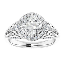 Antique Style Halo Ring Cushion Old Cut Genuine Diamond Bezel Set 7.75 Carats