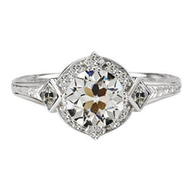 Antique Style Lady's Ring Round Old Mine Cut Genuine Diamond 3.50 Carats