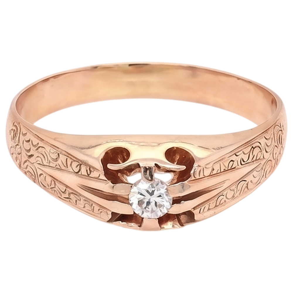 Antique Style Men's Natural Earth Mined Diamond Ring 0.50 Carats Filigree