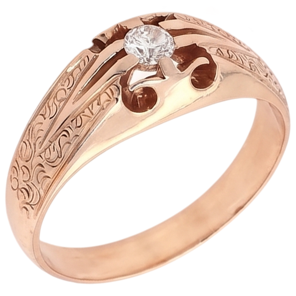 Antique Style Men's Natural Earth Mined Diamond Ring 0.50 Carats Filigree