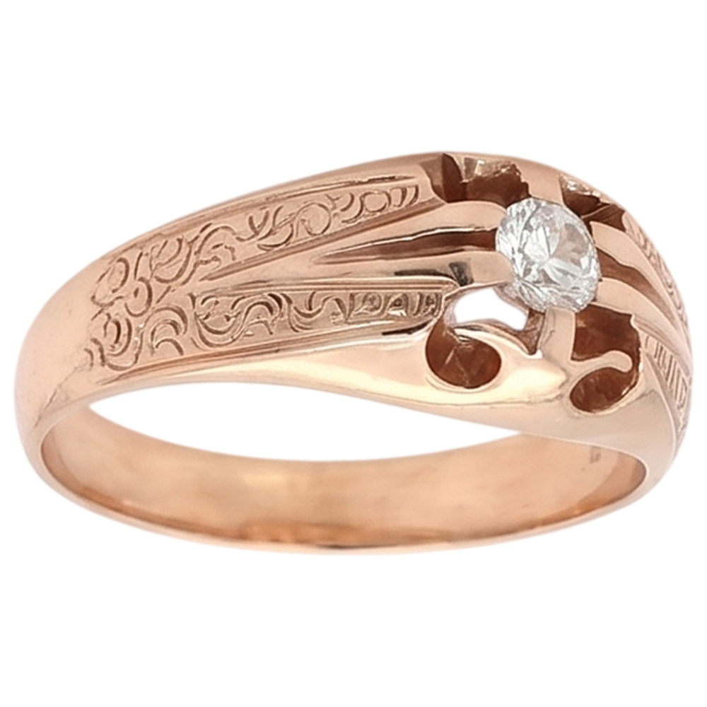 Antique Style Men's Natural Earth Mined Diamond Ring 0.50 Carats Filigree