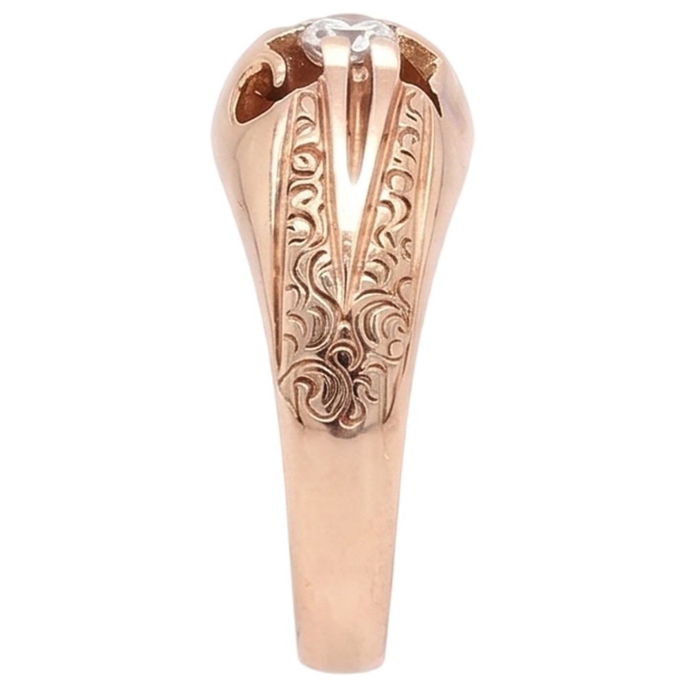 Antique Style Men's Natural Earth Mined Diamond Ring 0.50 Carats Filigree