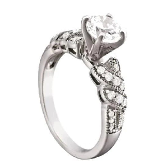 Antique Style Natural Diamond Engagement Fancy Ring 1.40 Carats White Gold 14K