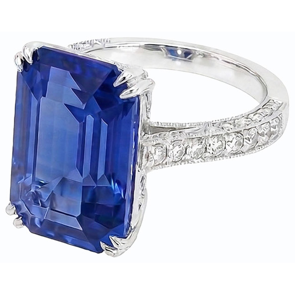 Antique Style Natural Earth Mined Diamond Emerald Blue Sapphire Ring Accented 8 Carats