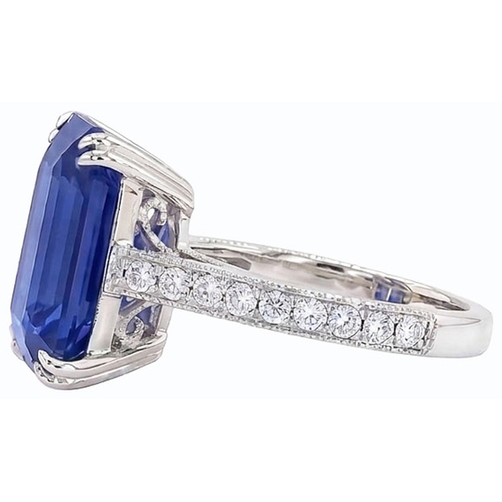 Antique Style Natural Earth Mined Diamond Emerald Blue Sapphire Ring Accented 8 Carats