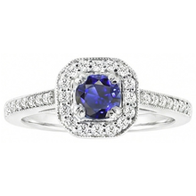 Antique Style Natural Earth Mined Diamond Halo Blue Sapphire Ring 3 Carats Milgrain Shank