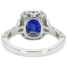 Antique Style Natural Earth Mined Diamond Ring Bezel Set Cushion Ceylon Sapphire 8 Carats