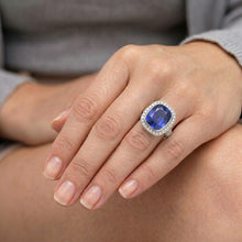 Antique Style Natural Earth Mined Diamond Ring Bezel Set Cushion Ceylon Sapphire 8 Carats