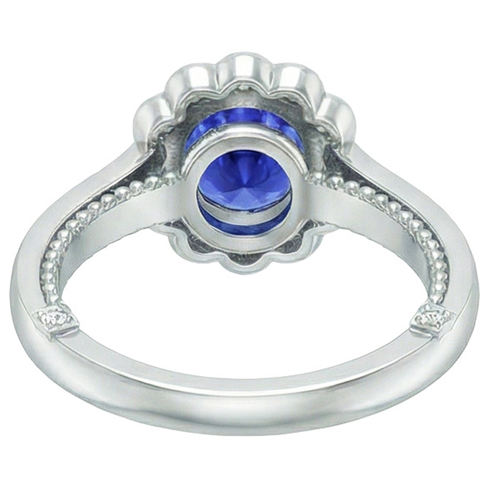 Antique Style Natural Earth Mined Diamond Ring Halo Flower Style Blue Sapphire 2.50 Carats