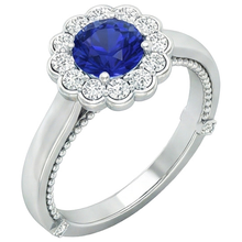Antique Style Natural Earth Mined Diamond Ring Halo Flower Style Blue Sapphire 2.50 Carats