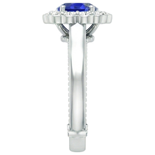 Antique Style Natural Earth Mined Diamond Ring Halo Flower Style Blue Sapphire 2.50 Carats