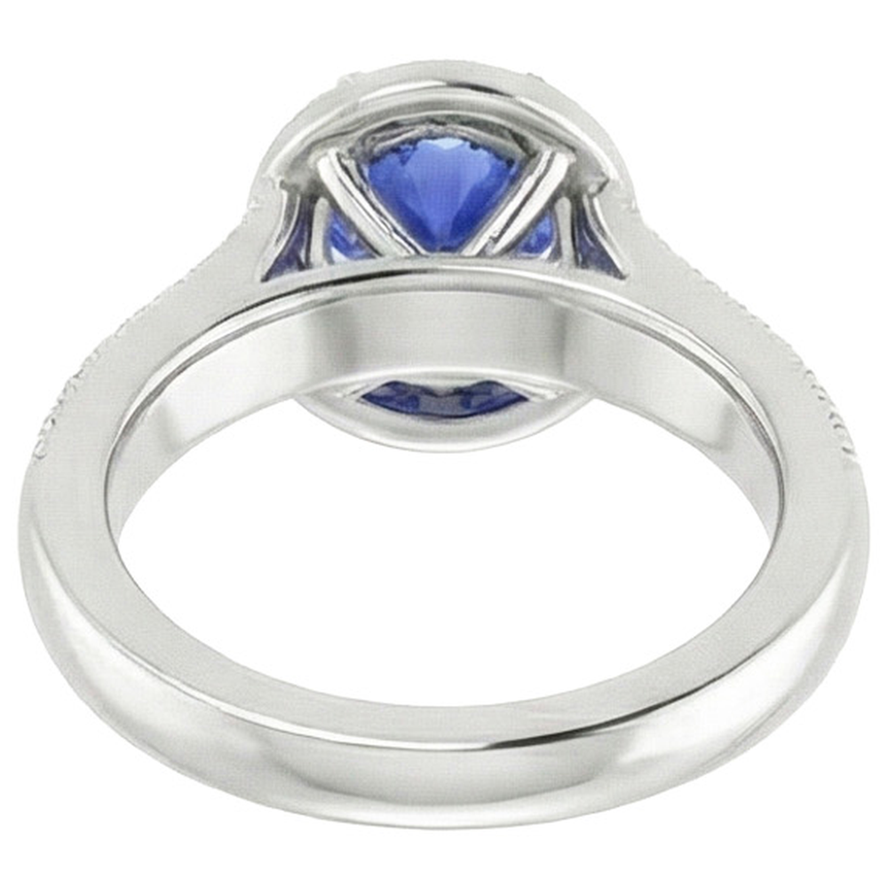 Antique Style Natural Earth Mined Diamond Ring Set 6 Carats Round Blue Sapphire White Gold
