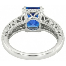 Antique Style Natural Earth Mined Diamond Sapphire Engagement Ring 4 Carats Double Prong