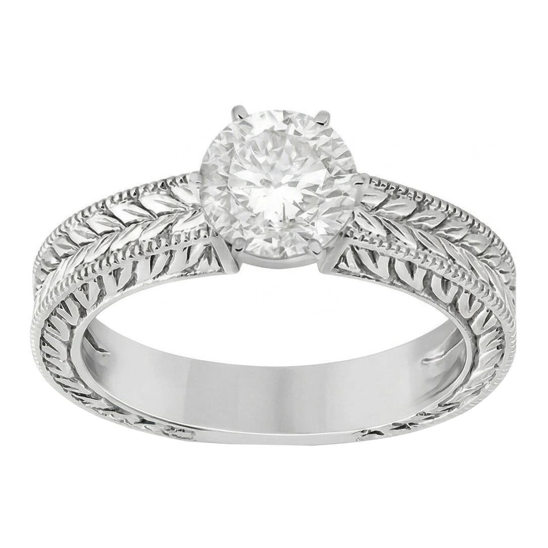 Antique Style Natural Earth Mined Diamond Solitaire 2.50 Carat Wedding Ring 14K White Gold
