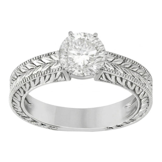 Antique Style Natural Earth Mined Diamond Solitaire 2.50 Carat Wedding Ring 14K White Gold