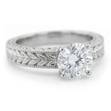 Antique Style Natural Earth Mined Diamond Solitaire 2.50 Carat Wedding Ring 14K White Gold