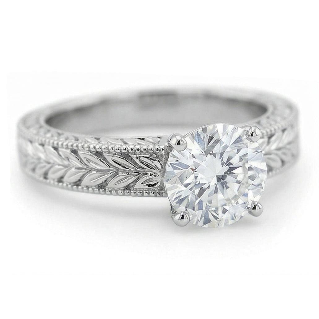 Antique Style Natural Earth Mined Diamond Solitaire 2.50 Carat Wedding Ring 14K White Gold