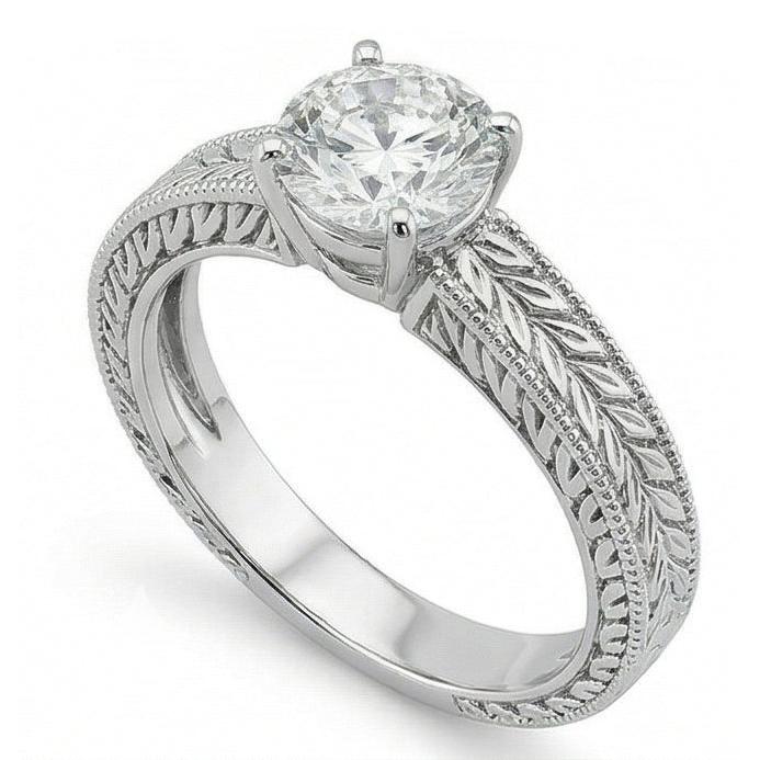 Antique Style Natural Earth Mined Diamond Solitaire 2.50 Carat Wedding Ring 14K White Gold