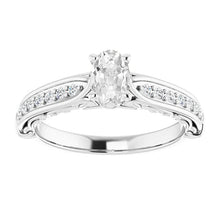 Antique Style Oval Real Old Cut Diamond Ring Surface Prong Set 4 Carats