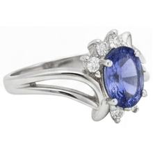 Antique Style Oval Tanzanite Natural Earth Mined DIAMOND ( NOT LAB GROWN )s 2.05 Carats Ring White Gold