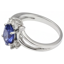 Antique Style Oval Tanzanite Natural Earth Mined DIAMOND ( NOT LAB GROWN )s 2.05 Carats Ring White Gold