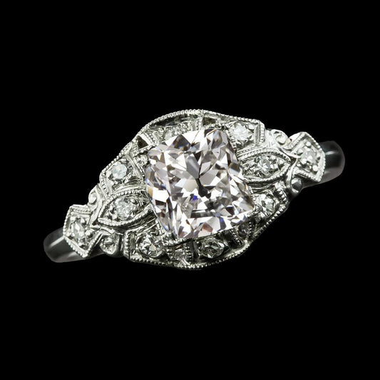 Antique Style Real Round Old Mine Cut Diamond Ring 3.25 Carats Milgrain