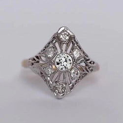 Antique Style Round Bezel Set Old Mine Cut Genuine Diamond Ring 1 Carat