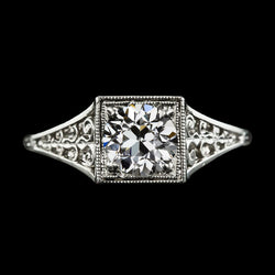 Antique Style Round Old Cut Natural Diamond Solitaire Ring 2 Carats Filigree