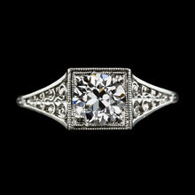 Antique Style Round Old Cut Real Diamond Solitaire Ring 2 Carats Filigree