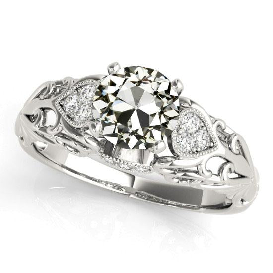 Antique Style Round Old Miner Natural Earth Mined Diamond Wedding Ring 4 Carats