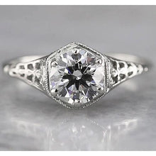 Antique Style Round Solitaire Real Diamond Ring 1.50 Carats White Gold 14K