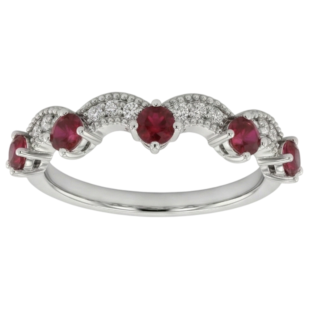 Antique Style Ruby Stone Ring White Gold 14K 2 Carats