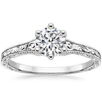 Antique Style Solitaire 2.25 Ct Genuine Diamond Engagement Ring White Gold