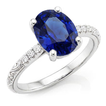 Antique Style Solitaire Blue Sapphire With Accents Ring 3.50 Carats
