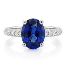 Antique Style Solitaire Blue Sapphire With Accents Ring 3.50 Carats