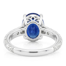 Antique Style Solitaire Blue Sapphire With Accents Ring 3.50 Carats