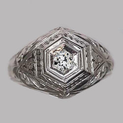 Antique Style Solitaire Ring Old Cut Round Real Natural Earth Mined Diamond 0.50 Carats