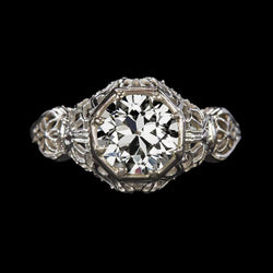 Antique Style Solitaire Ring Round Old European Real Diamond 2.50 Carats