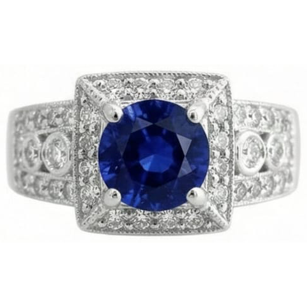 Antique Style Tanzanite And Natural Earth Mined DIAMOND ( NOT LAB GROWN )s Ring 2.79 Carats Wedding Jewellery