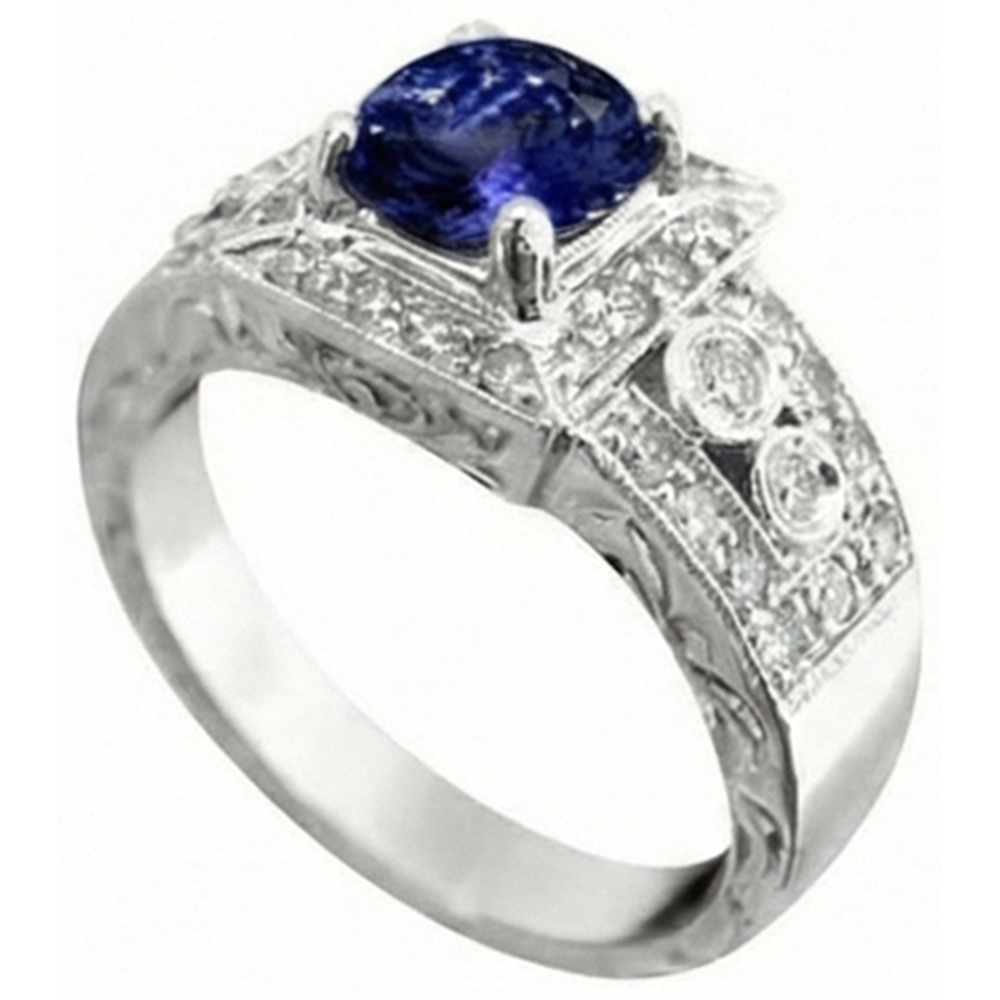 Antique Style Tanzanite And Natural Earth Mined DIAMOND ( NOT LAB GROWN )s Ring 2.79 Carats Wedding Jewellery